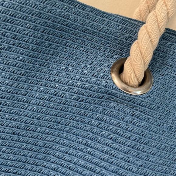JOY SUSAN Starfish Blue Rope Handle Woven Tote NWOT - Picture 3 of 9